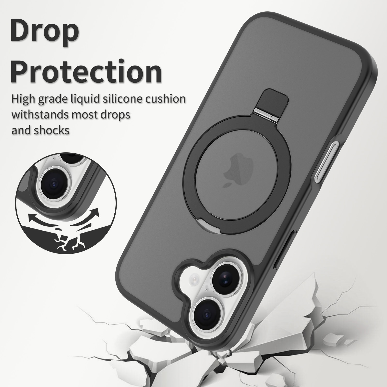 Hybriddeksel Magnetic Ring iPhone 17 Svart