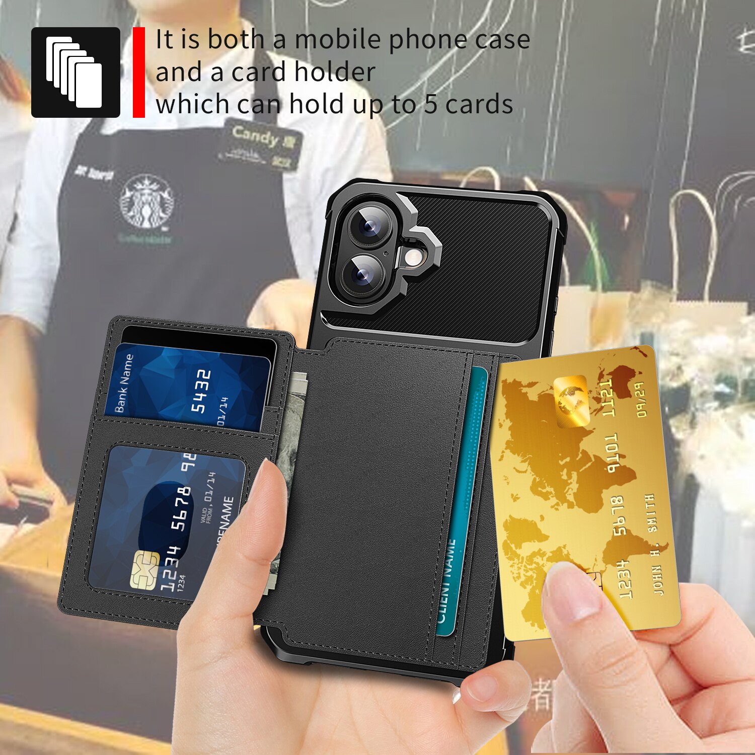 Tough Multi-slot Deksel iPhone 17 Svart