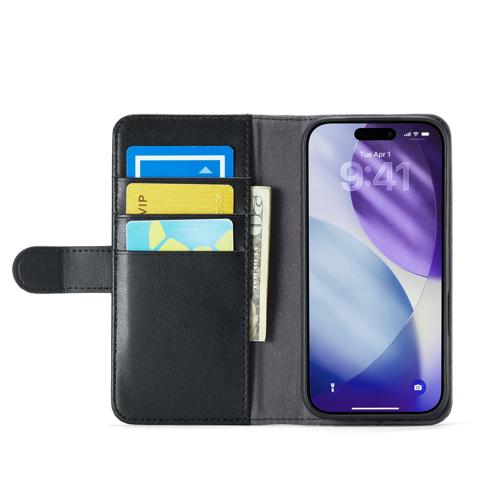 Ekte Lærveske iPhone 17 Pro Svart