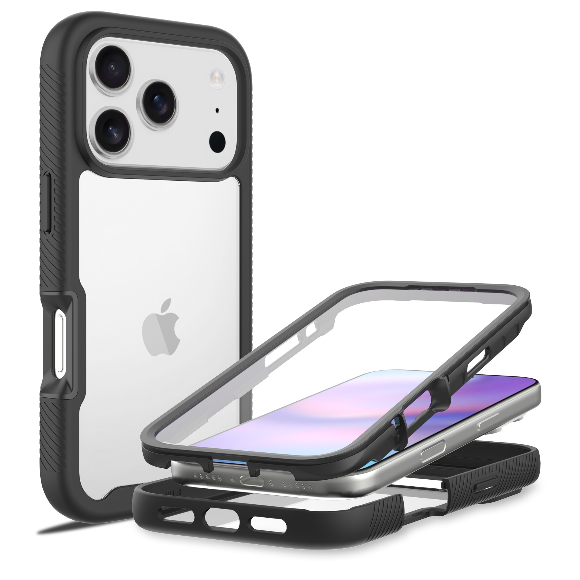 Full Protection Case iPhone 17 Pro Max Svart/gjennomsiktig