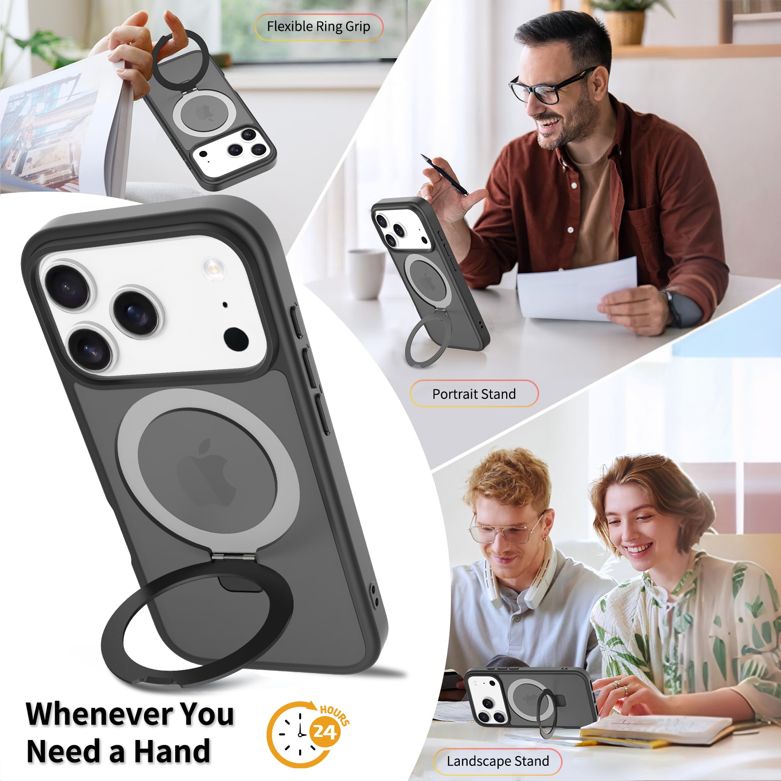 Hybriddeksel Magnetic Ring iPhone 17 Pro Max Svart