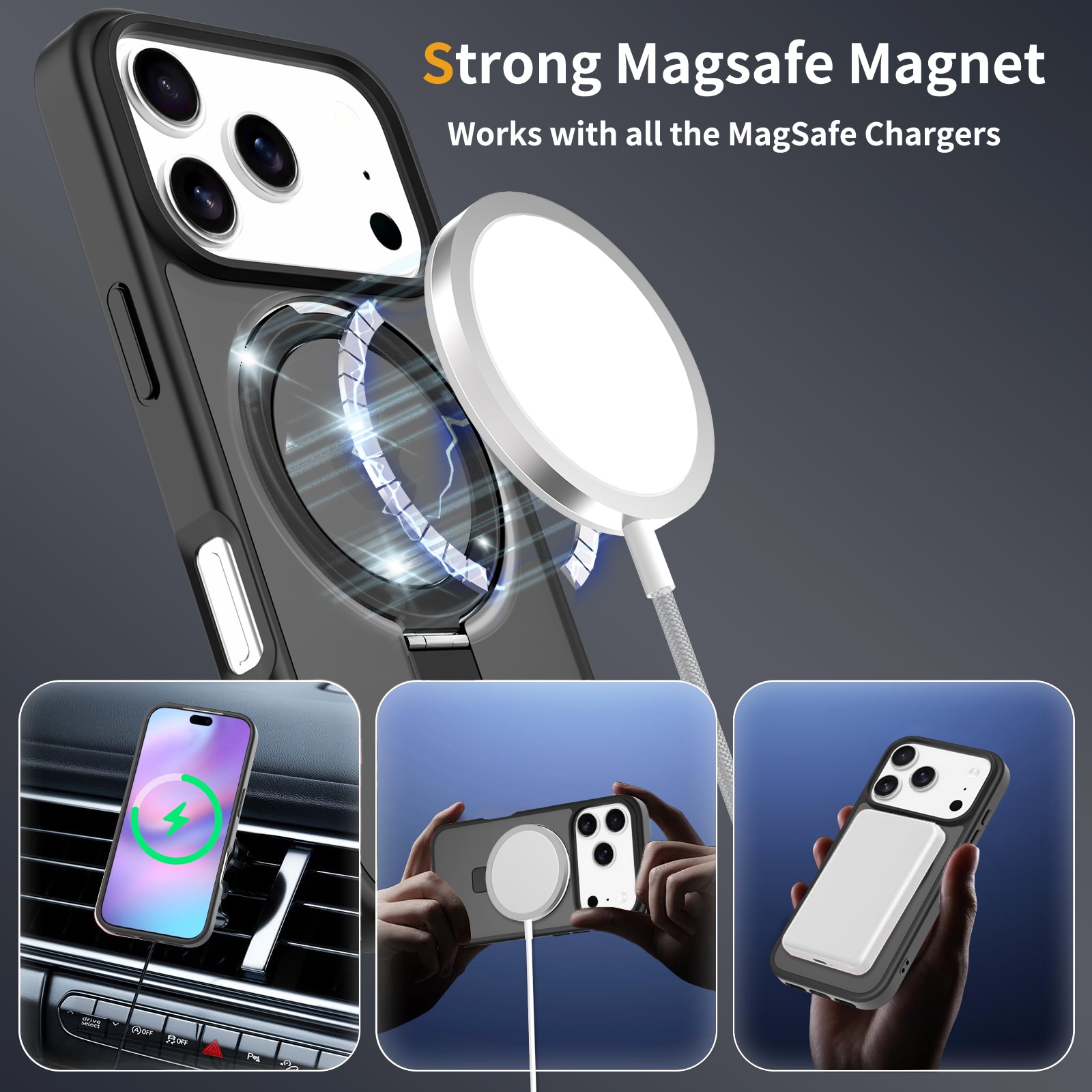 Hybriddeksel Magnetic Ring iPhone 17 Pro Max Svart