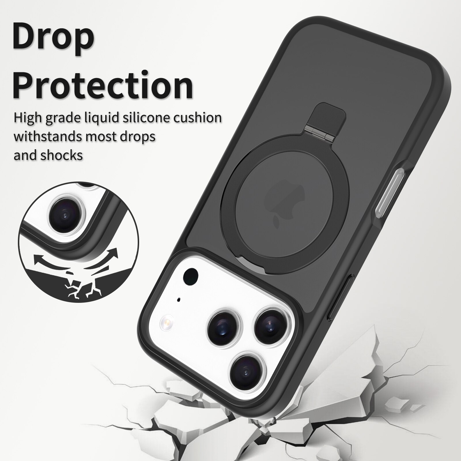 Hybriddeksel Magnetic Ring iPhone 17 Pro Max Svart