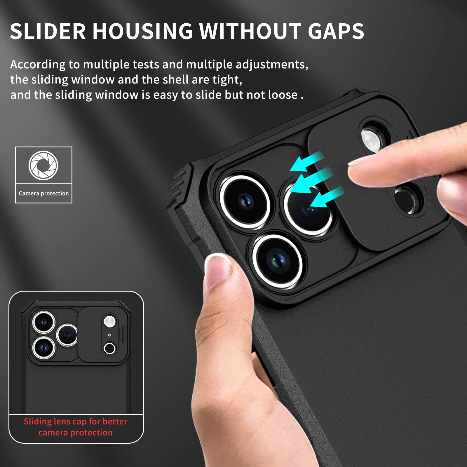 iPhone 17 Pro Kickstand Deksel kamerabeskyttelse Svart