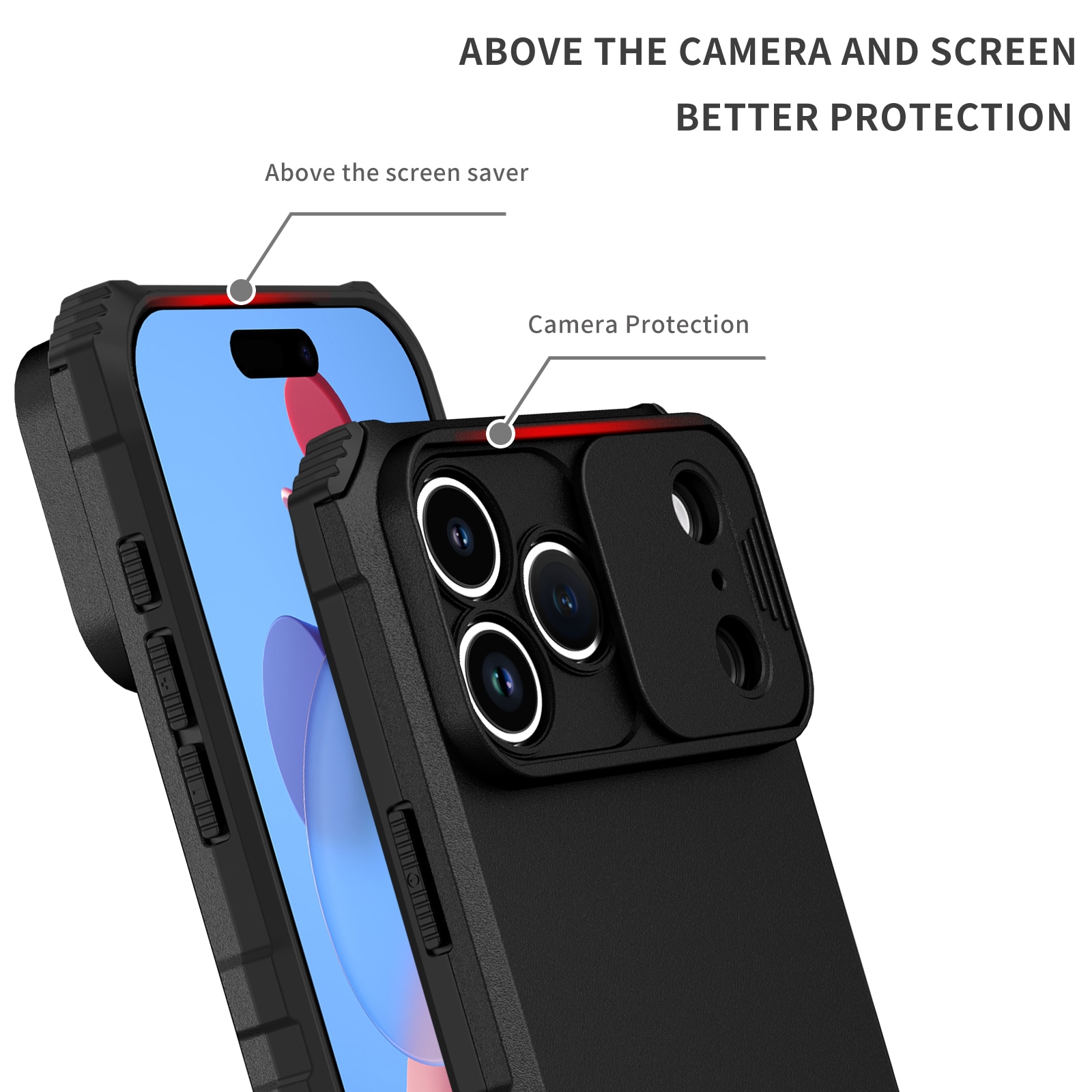 iPhone 17 Pro Kickstand Deksel kamerabeskyttelse Svart
