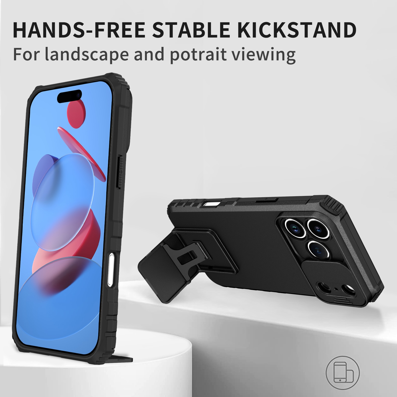 iPhone 17 Pro Kickstand Deksel kamerabeskyttelse Svart