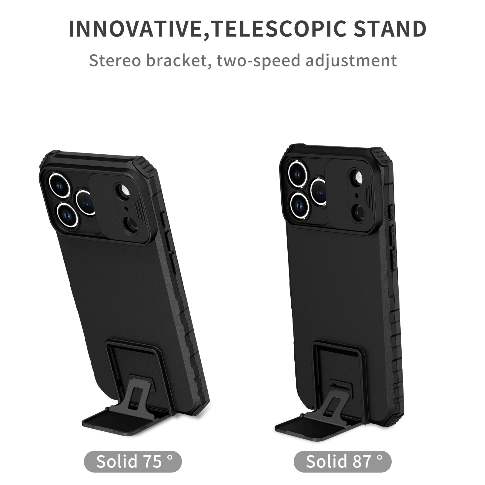 iPhone 17 Pro Kickstand Deksel kamerabeskyttelse Svart