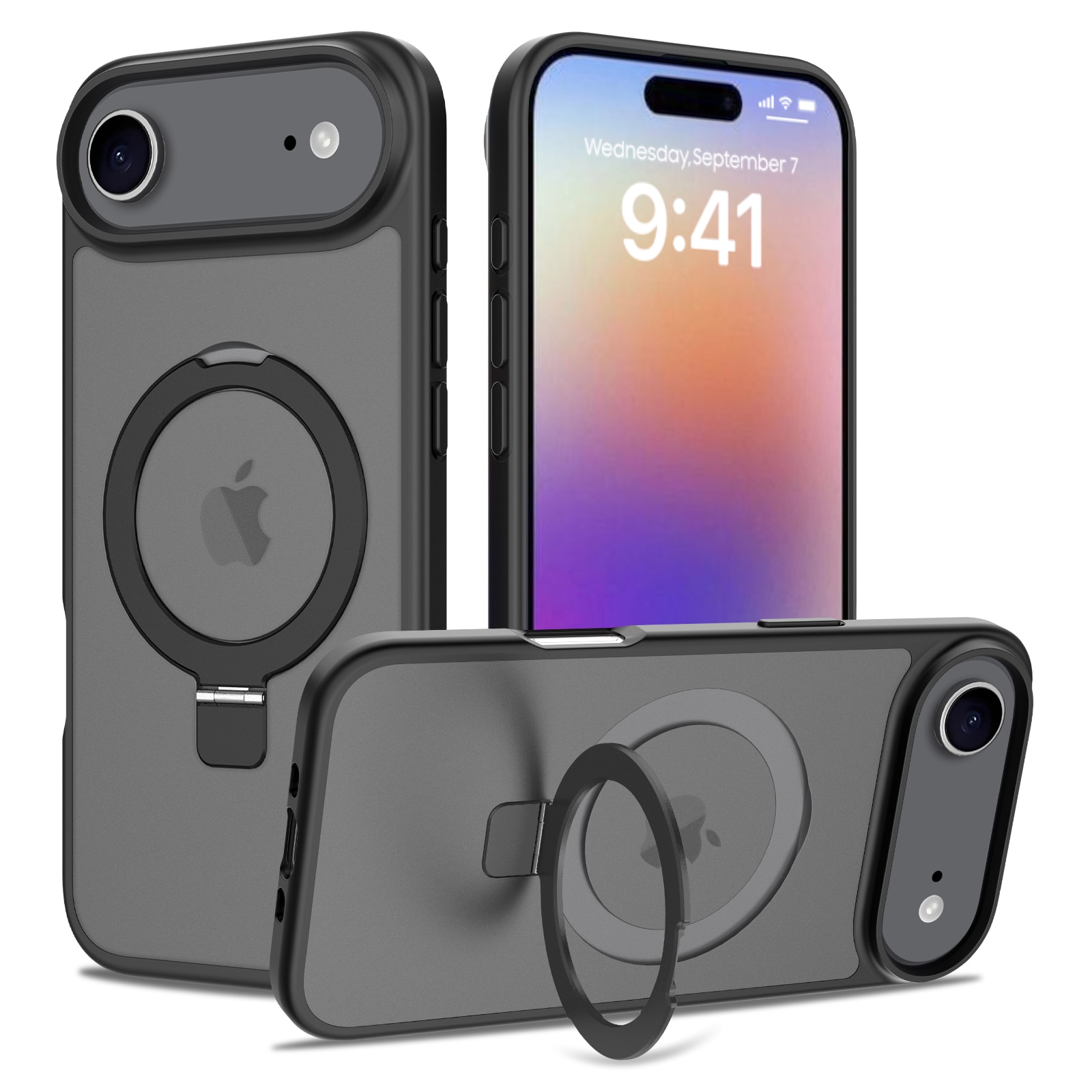 Hybriddeksel Magnetic Ring iPhone 17 Air Svart