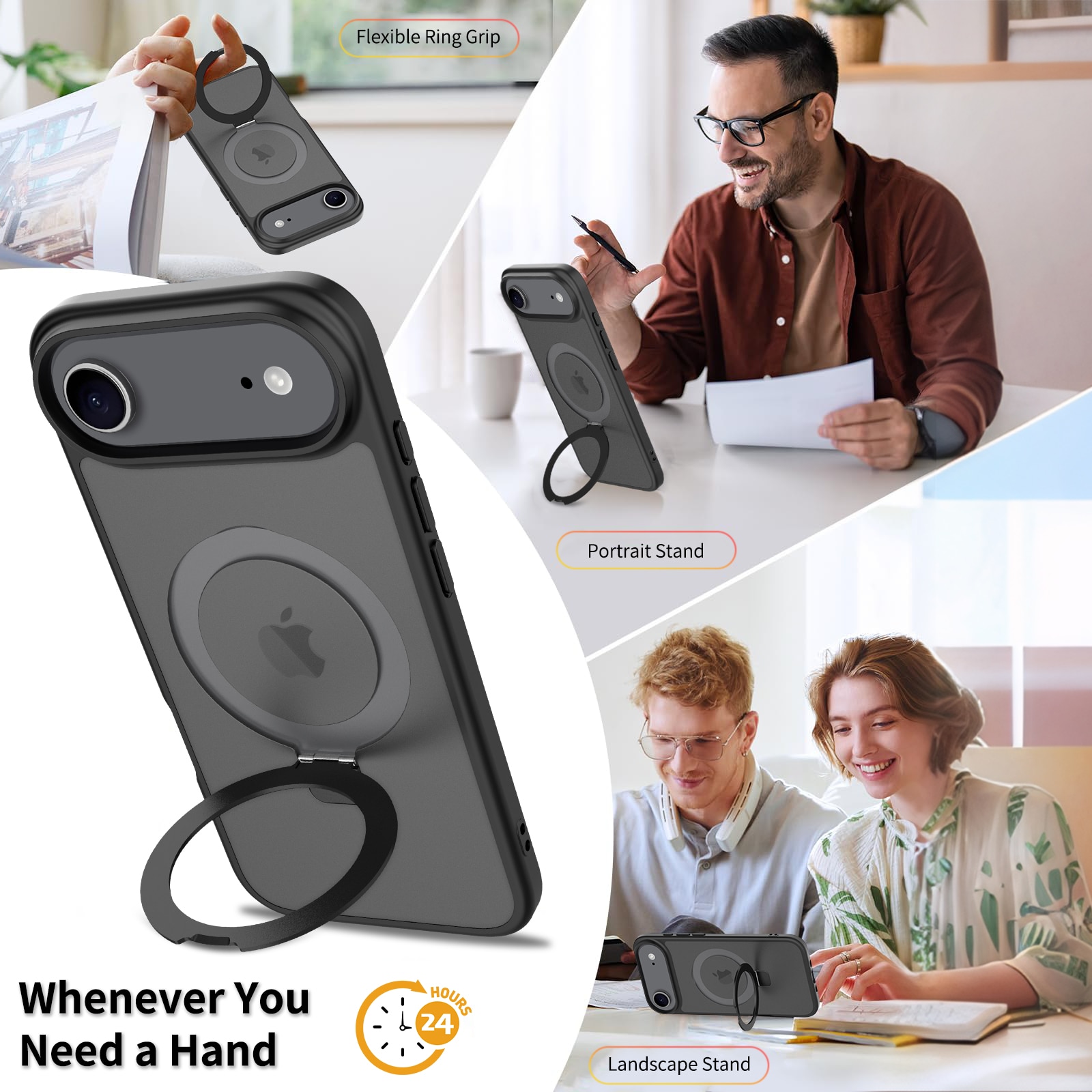 Hybriddeksel Magnetic Ring iPhone 17 Air Svart