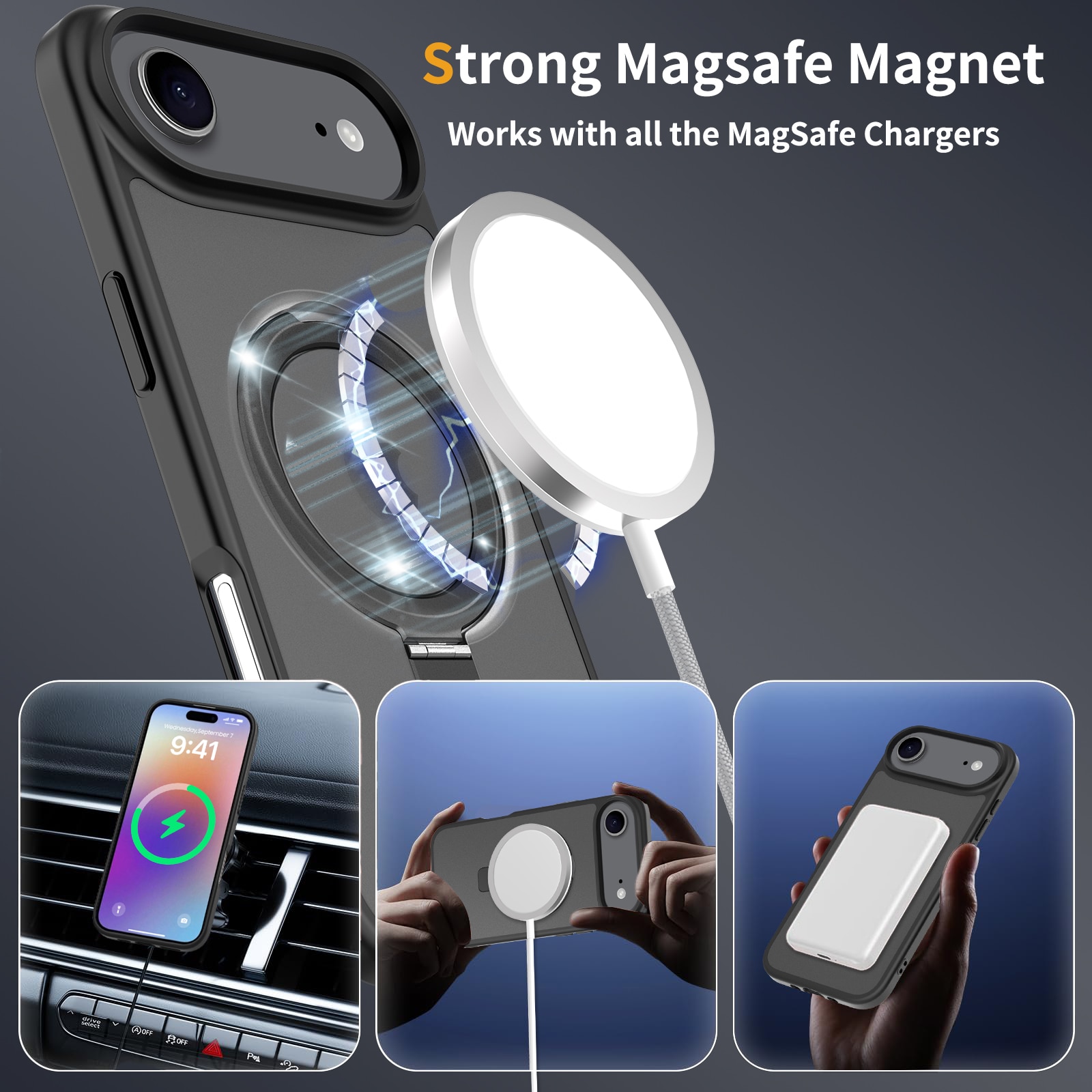 Hybriddeksel Magnetic Ring iPhone 17 Air Svart