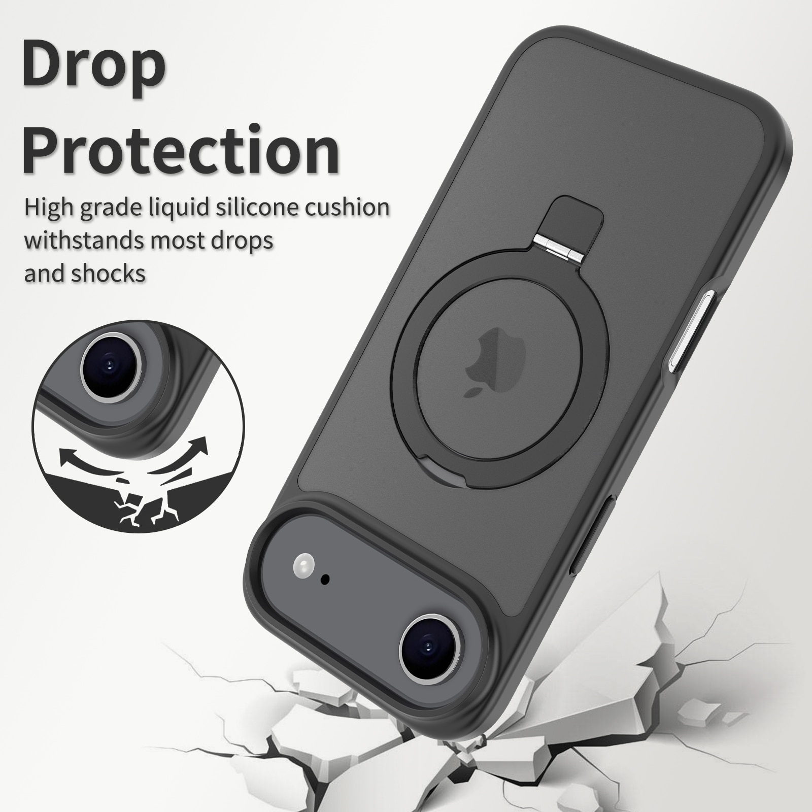 Hybriddeksel Magnetic Ring iPhone 17 Air Svart