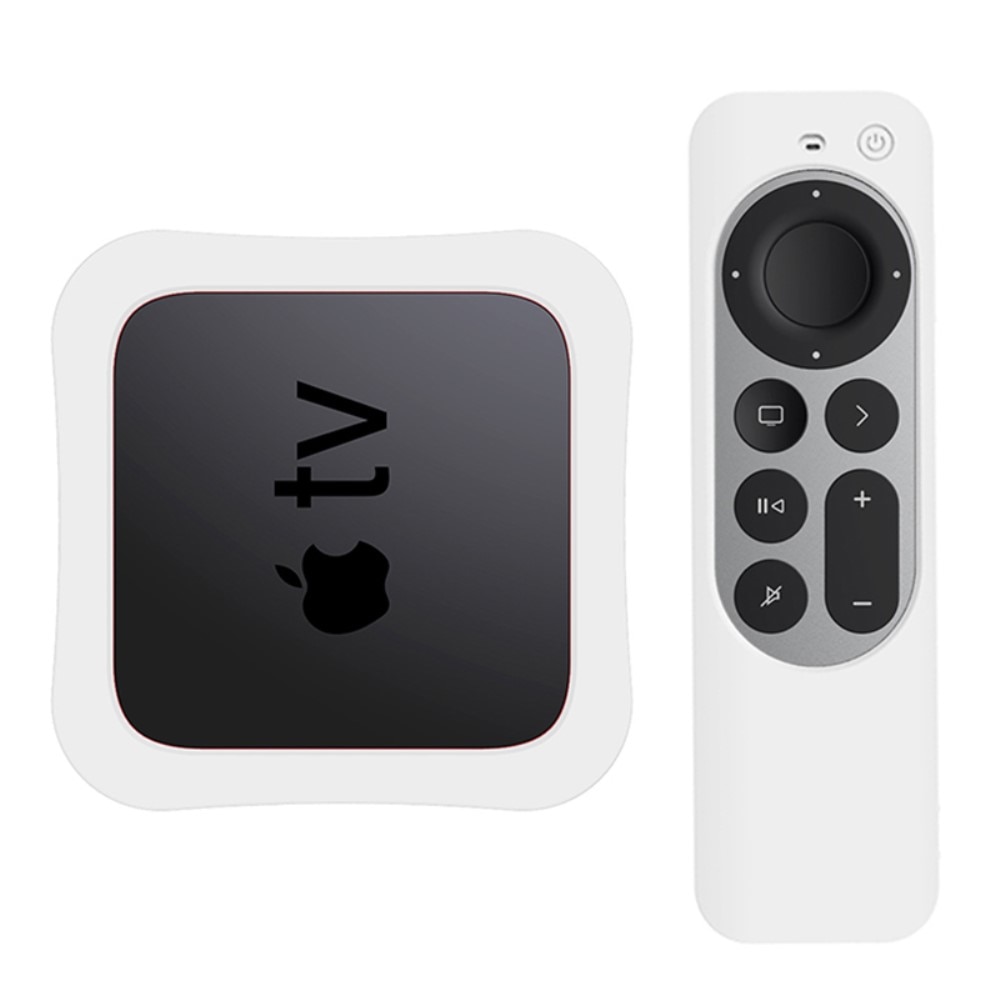Apple TV 4K 2021 boks+fjernkontroll silikon deksel hvit