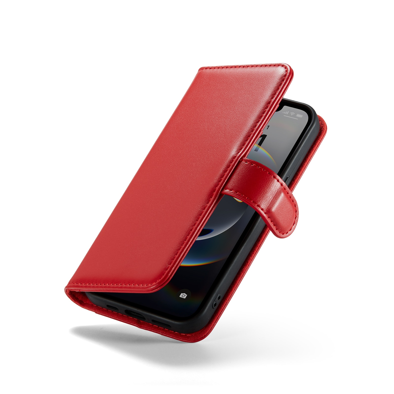 Ekte Lærveske iPhone 12/iPhone 12 Pro Rød