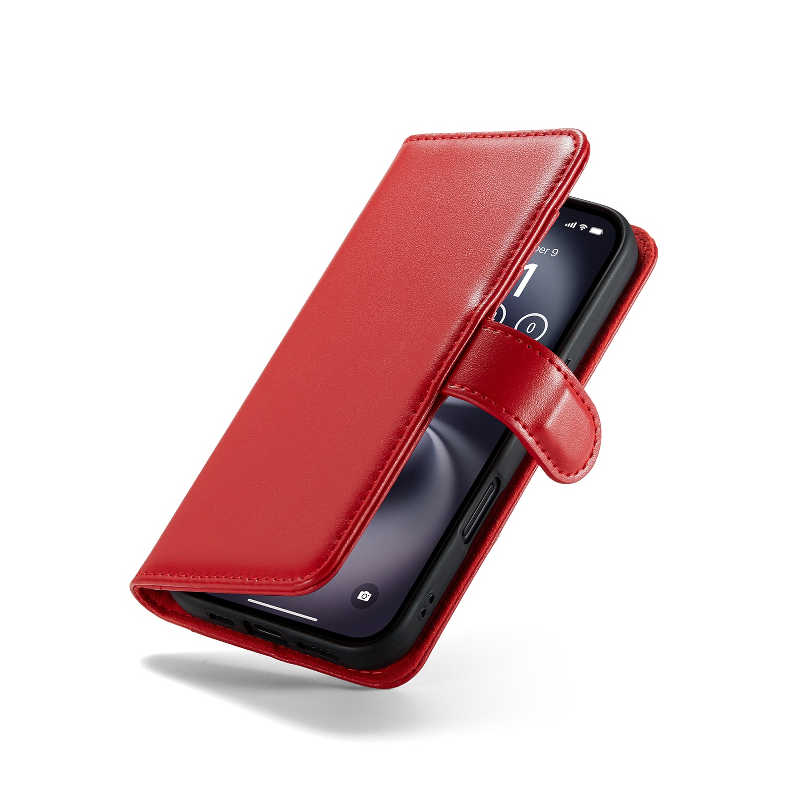 Ekte Lærveske iPhone 16 Rød