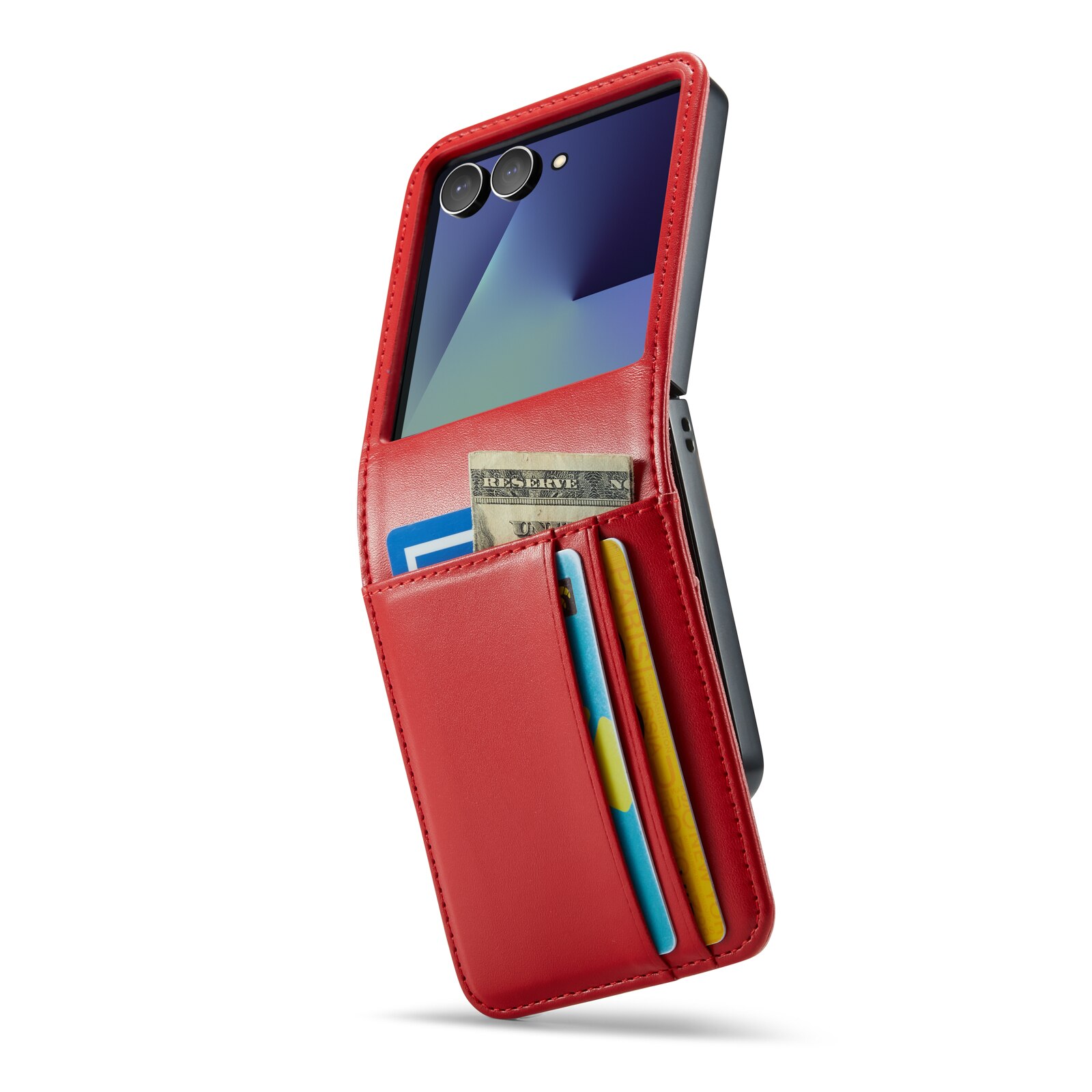 Ekte Lærveske Samsung Galaxy Z Flip 7 Rød