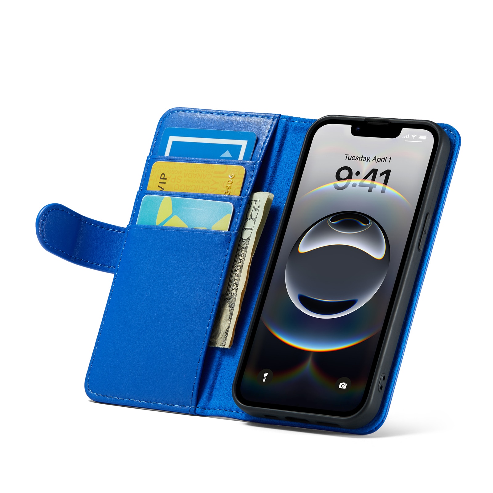 Ekte Lærveske iPhone 12/iPhone 12 Pro Blå