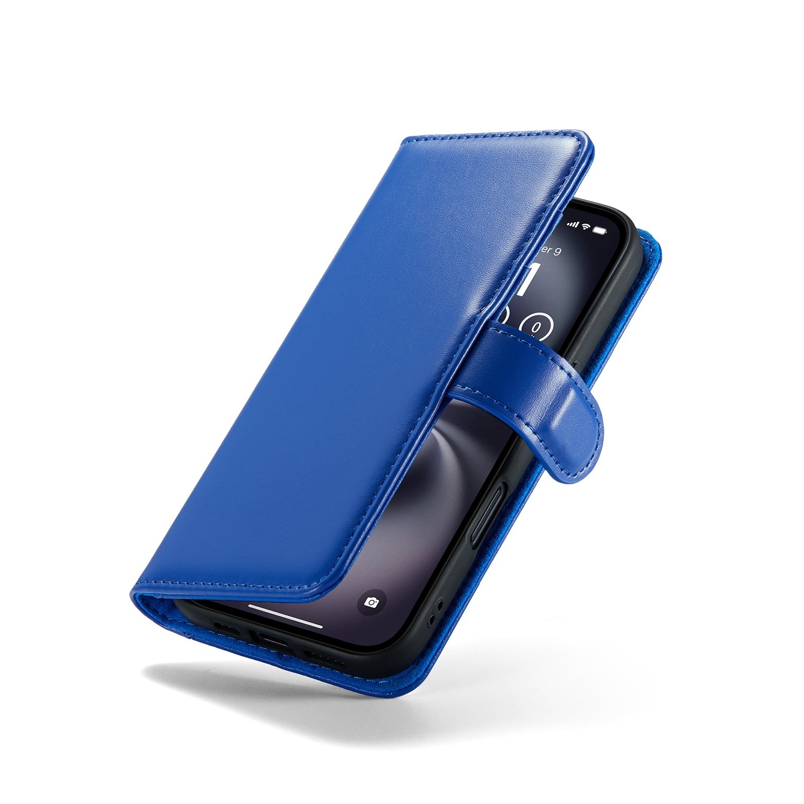 Ekte Lærveske iPhone 16 Blå