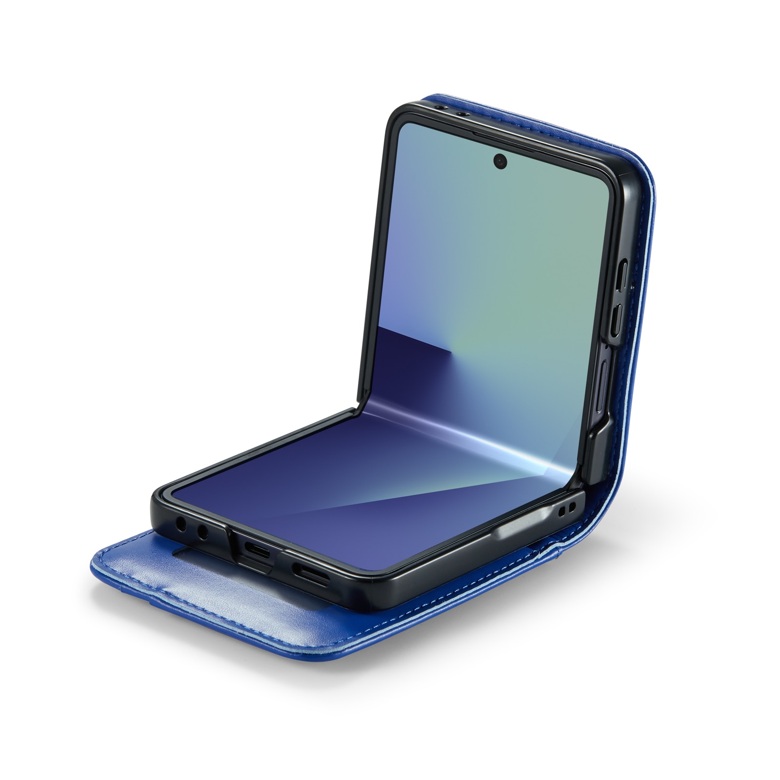 Ekte Lærveske Samsung Galaxy Z Flip 7 Blå