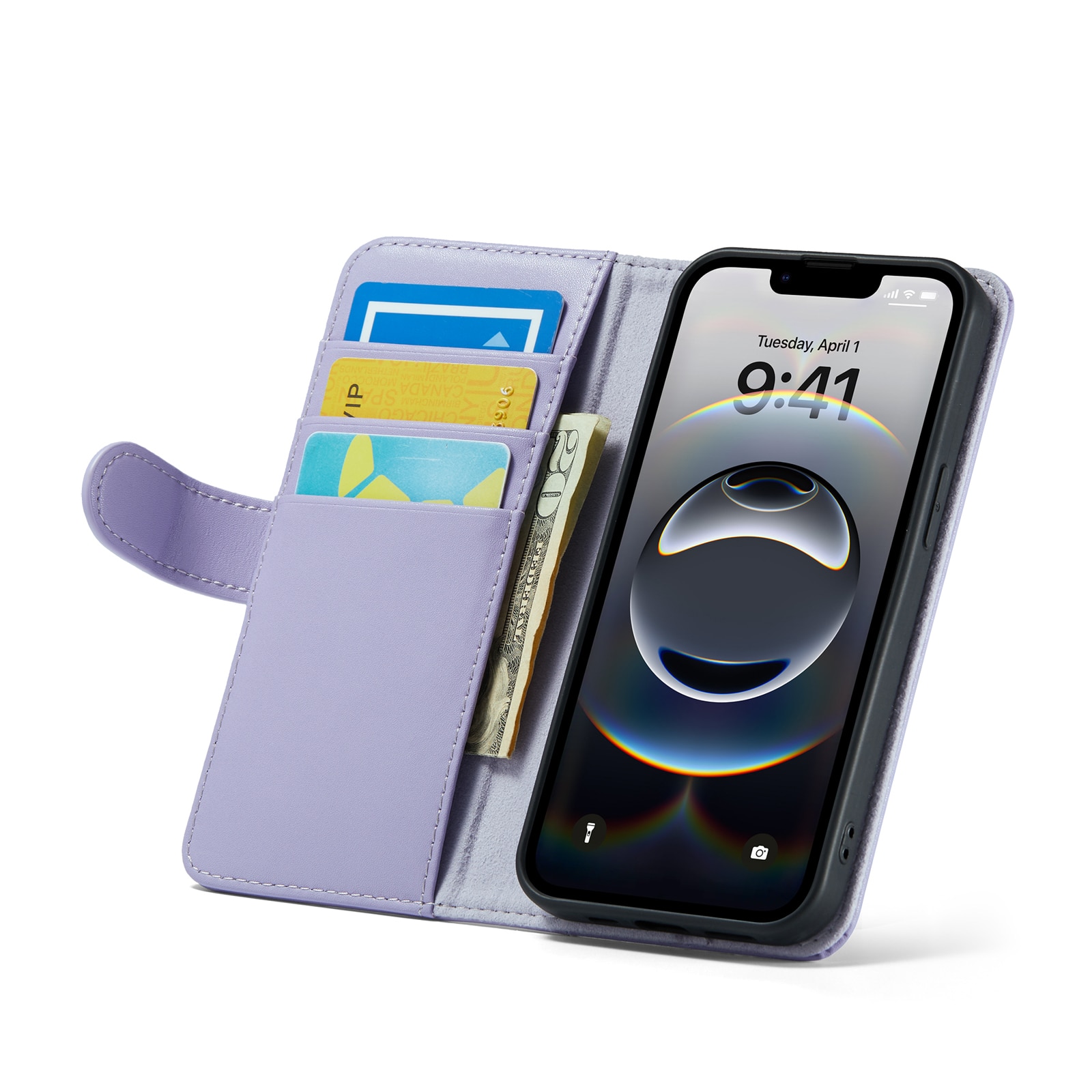 Ekte Lærveske iPhone 12/iPhone 12 Pro Lilla
