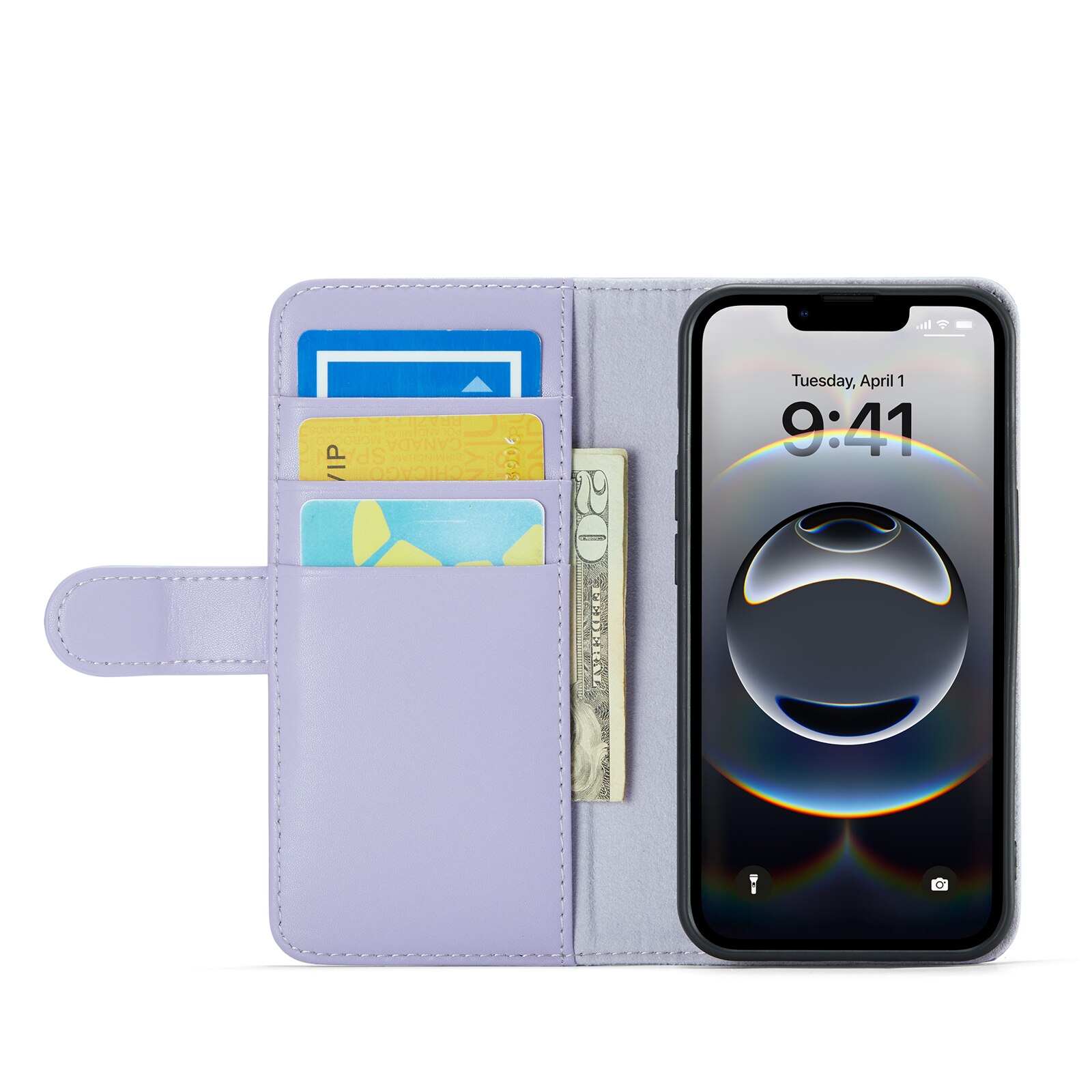 Ekte Lærveske iPhone 12/iPhone 12 Pro Lilla