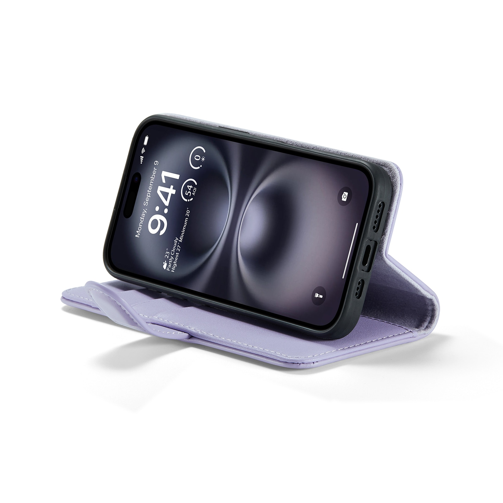 Ekte Lærveske iPhone 16 Lilla