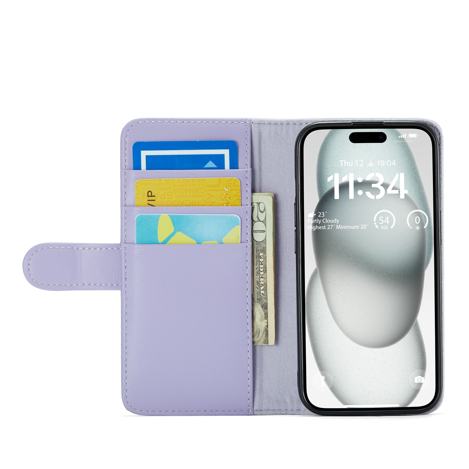 Ekte Lærveske iPhone 13 Lilla