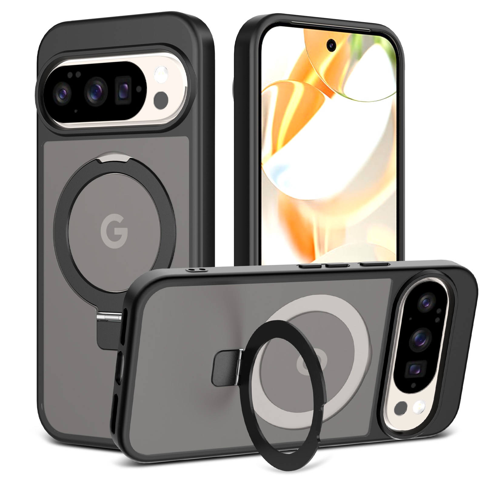 Hybriddeksel Magnetic Ring Google Pixel 9 Svart