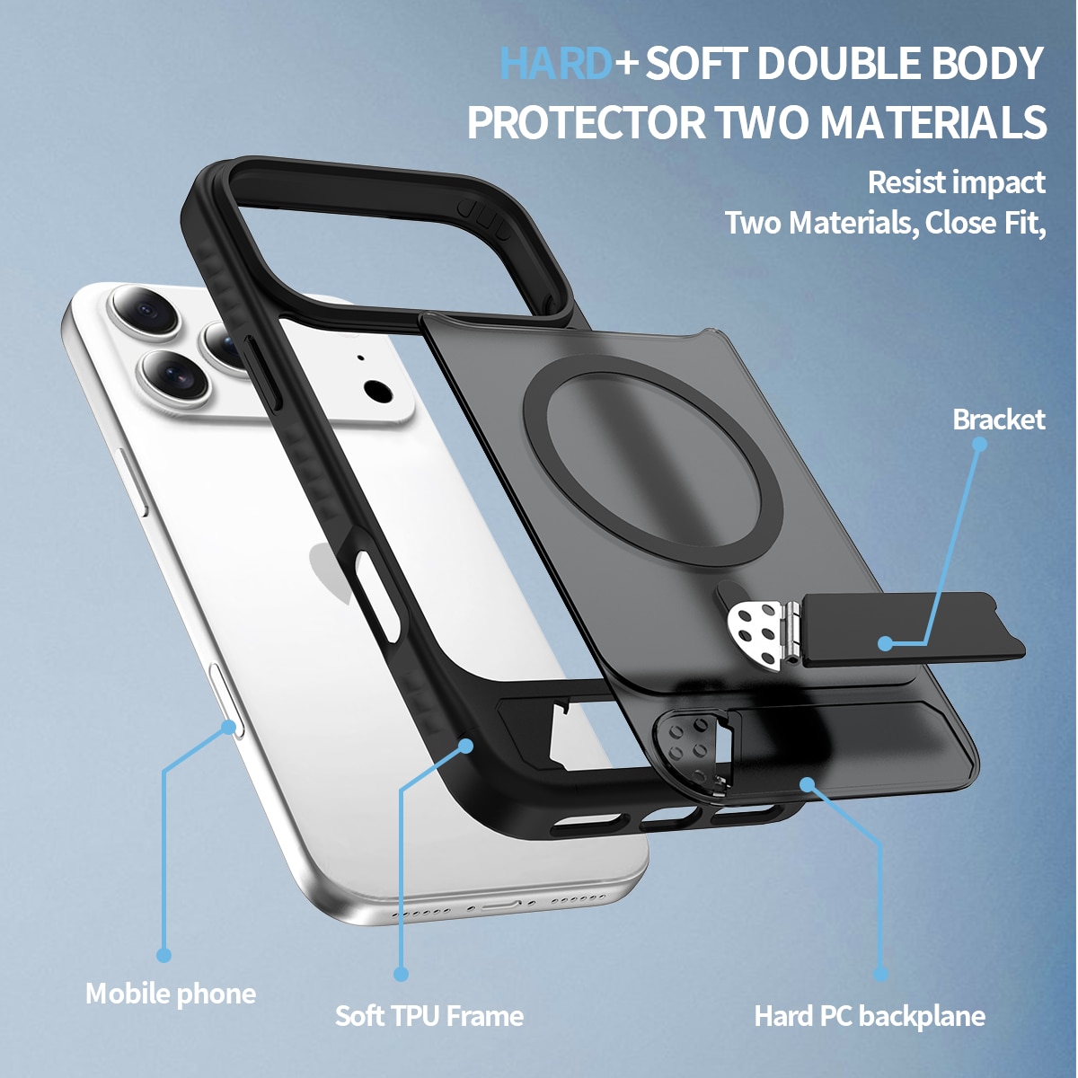 Magnetisk deksel med stativ iPhone 17 Pro Svart