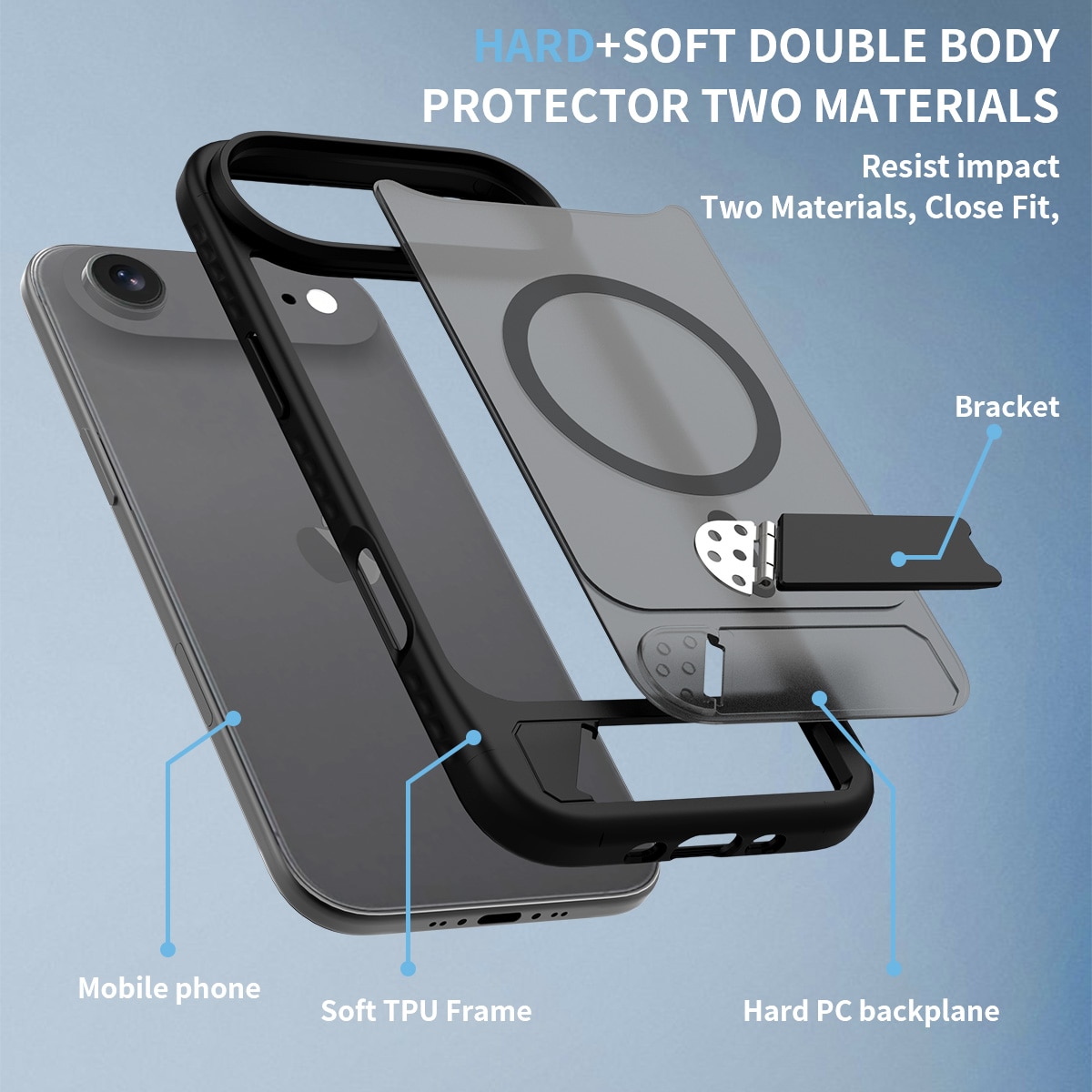 Magnetisk deksel med stativ iPhone 17 Air Svart