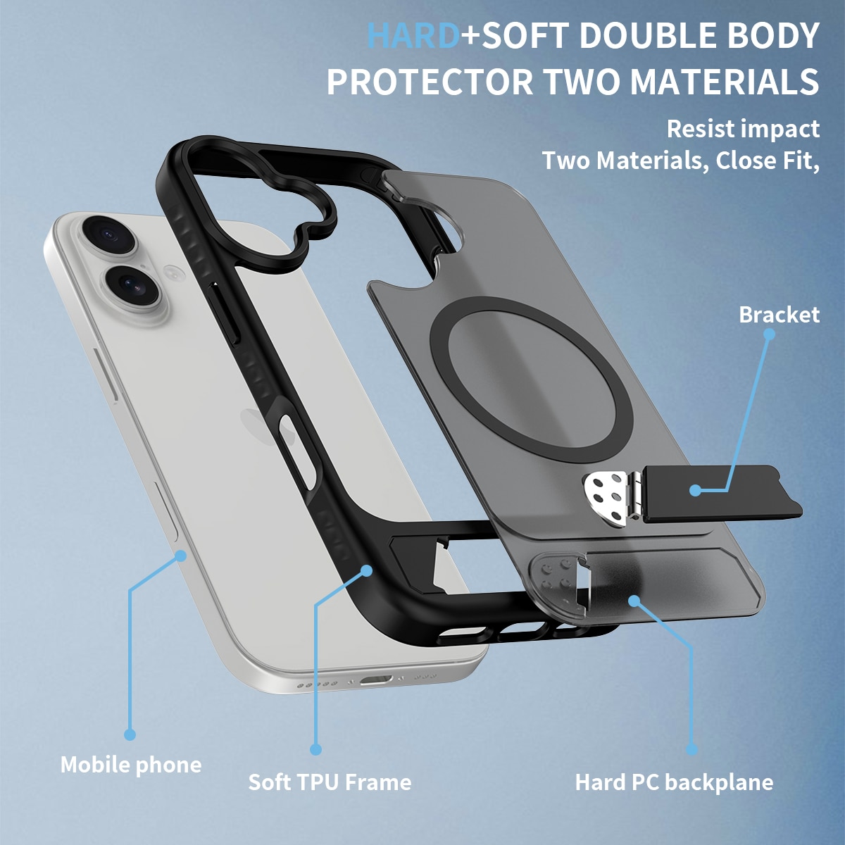 Magnetisk deksel med stativ iPhone 17 Svart