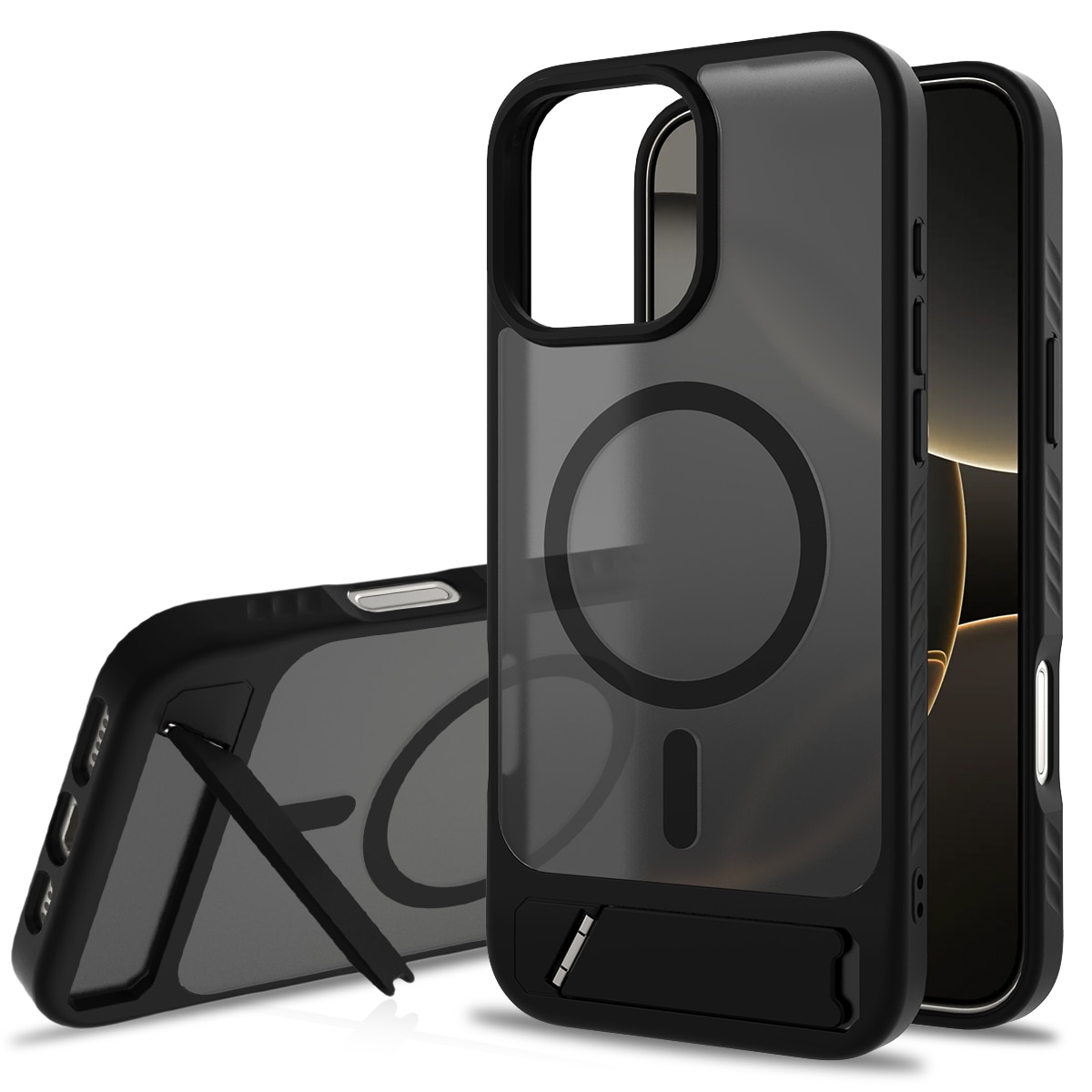 Magnetisk deksel med stativ iPhone 17 Svart