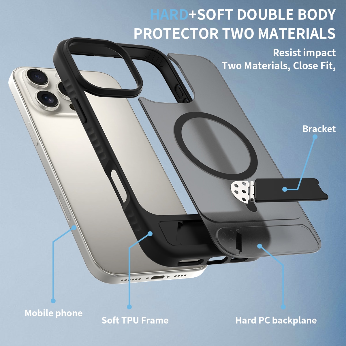 Magnetisk deksel med stativ iPhone 17 Svart
