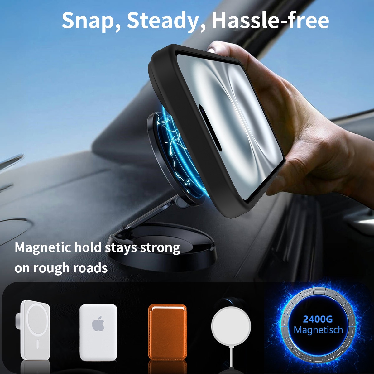 Magnetisk deksel med stativ iPhone 16 Svart