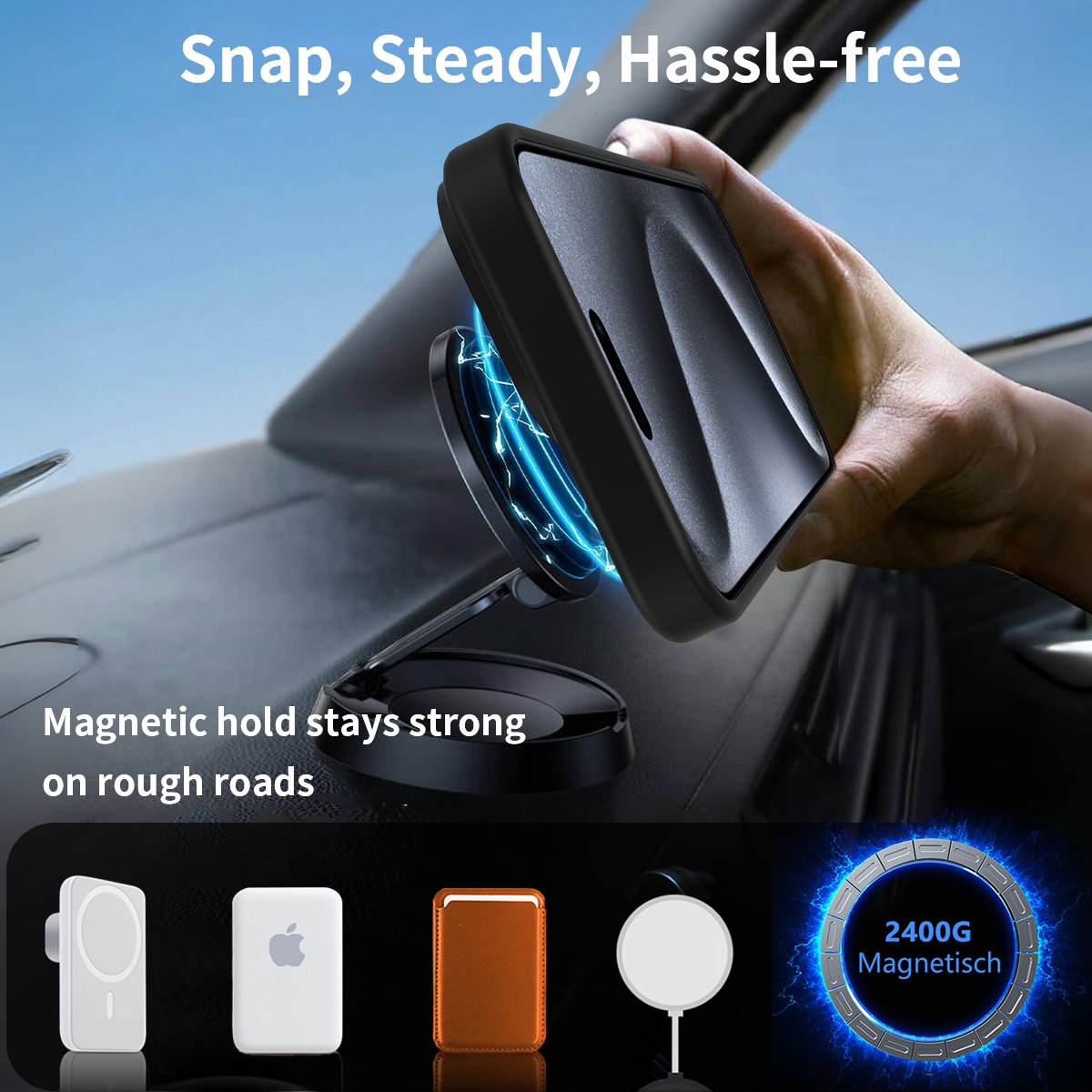 Magnetisk deksel med stativ iPhone 15 Pro Max Svart