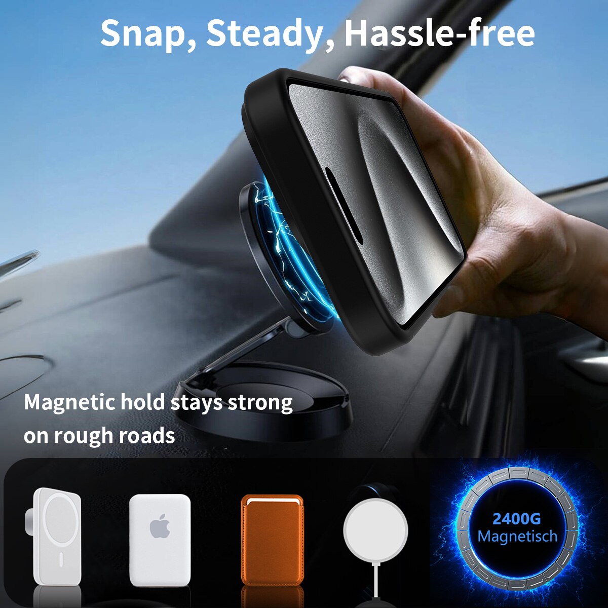 Magnetisk deksel med stativ iPhone 15 Pro Svart