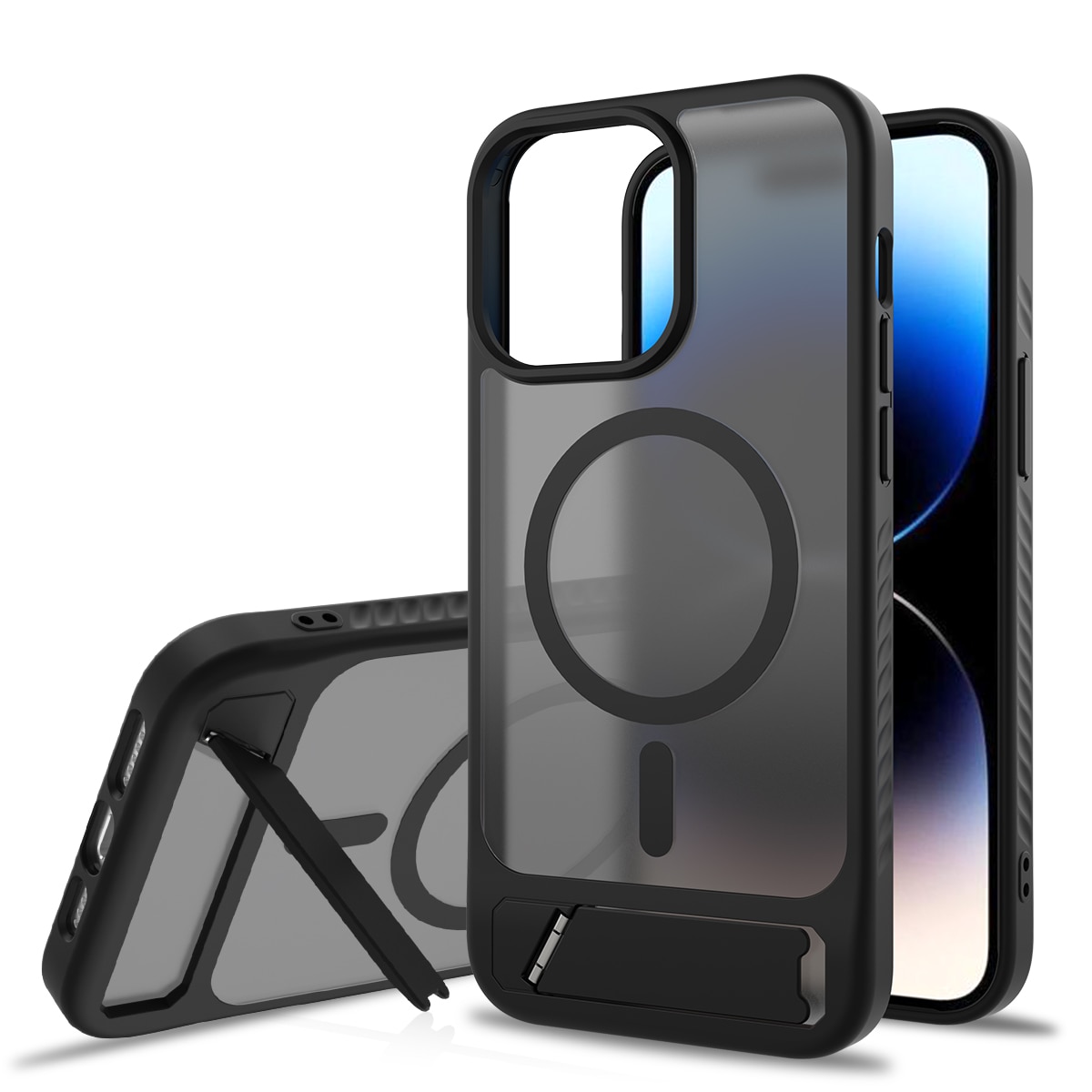 Magnetisk deksel med stativ iPhone 14 Pro Max Svart