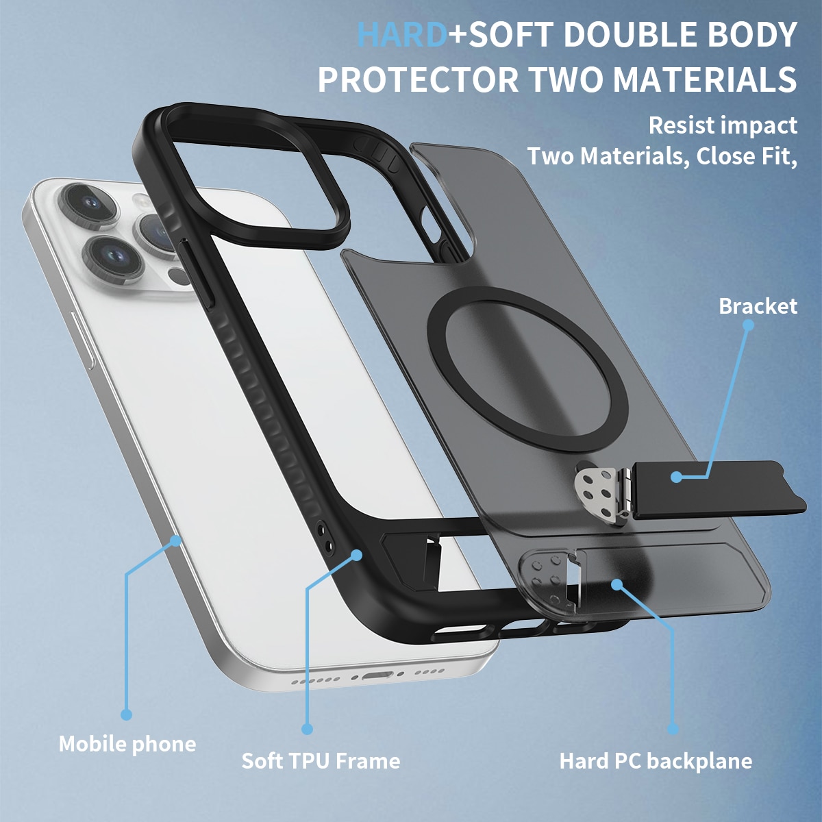 Magnetisk deksel med stativ iPhone 14 Pro Max Svart