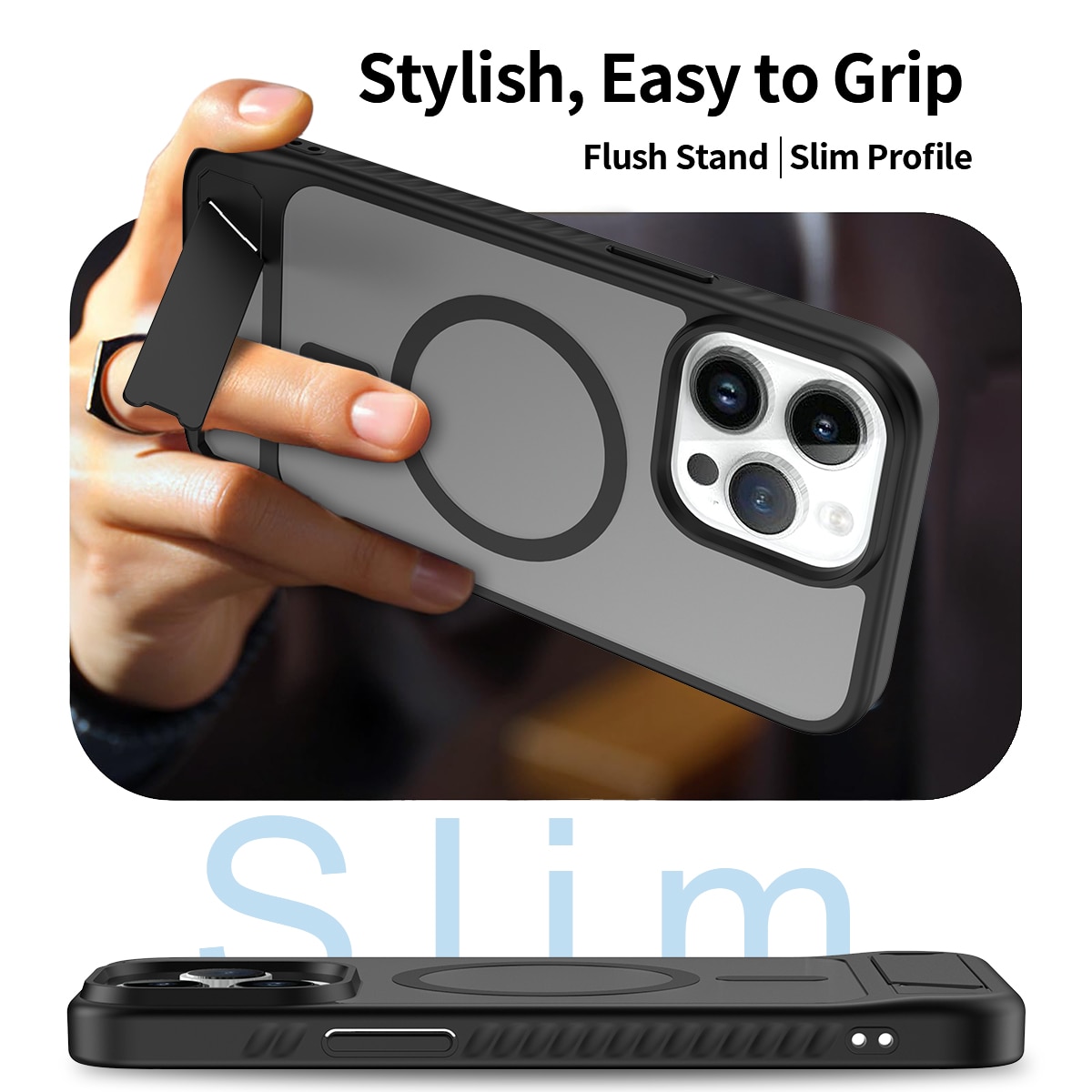 Magnetisk deksel med stativ iPhone 14 Pro Max Svart