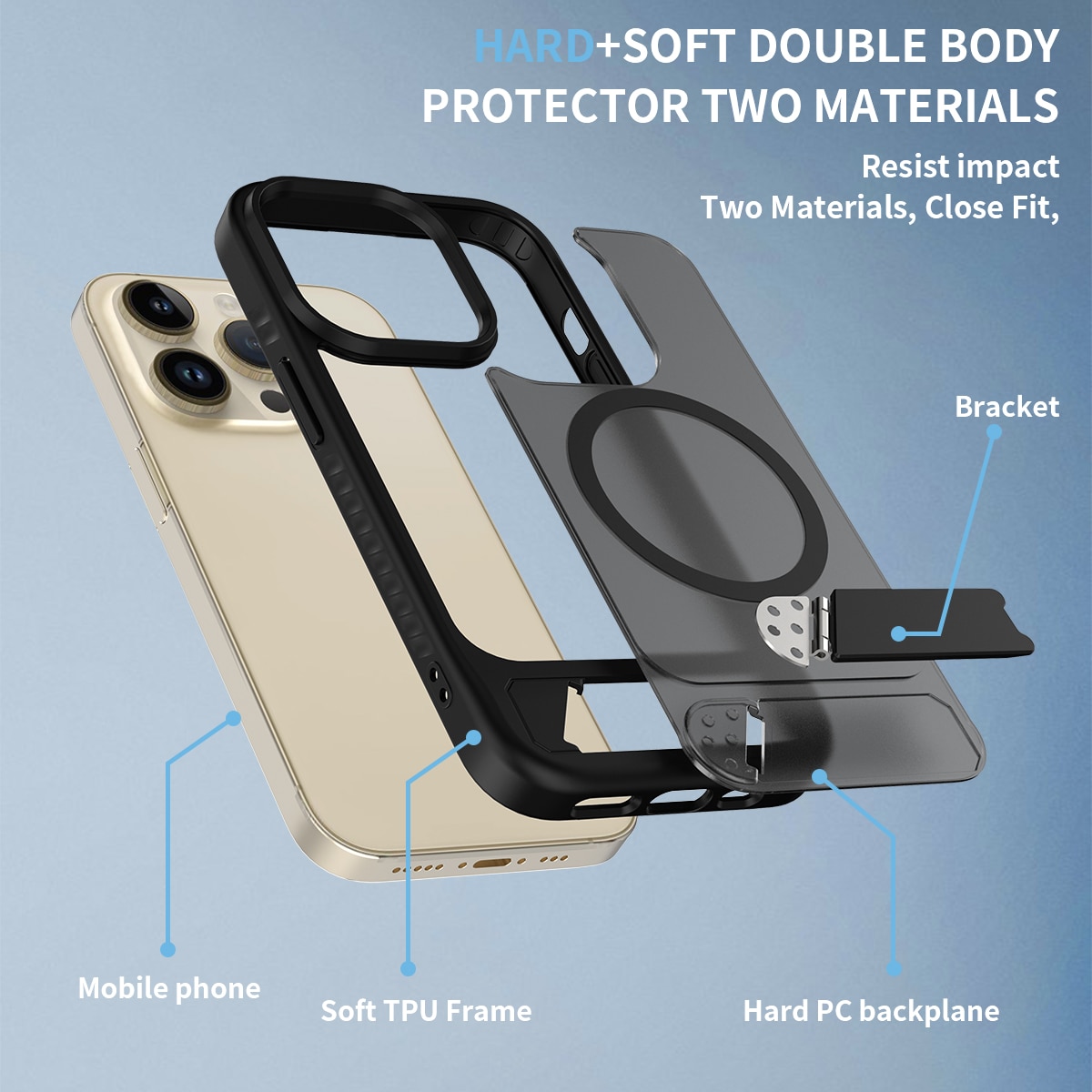Magnetisk deksel med stativ iPhone 13 Pro Svart