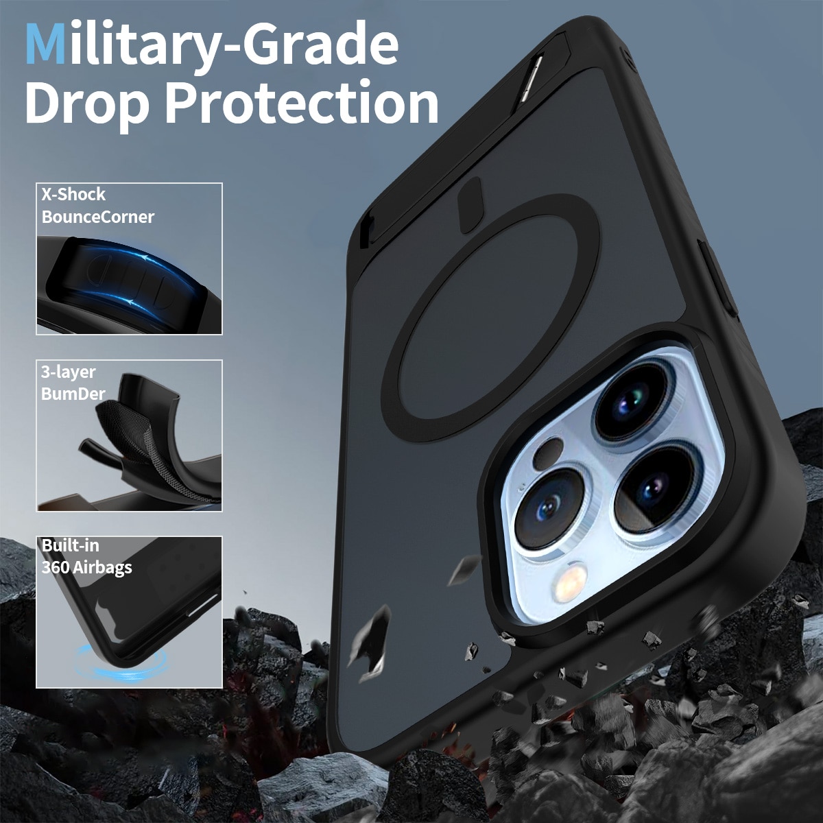 Magnetisk deksel med stativ iPhone 13 Pro Max Svart