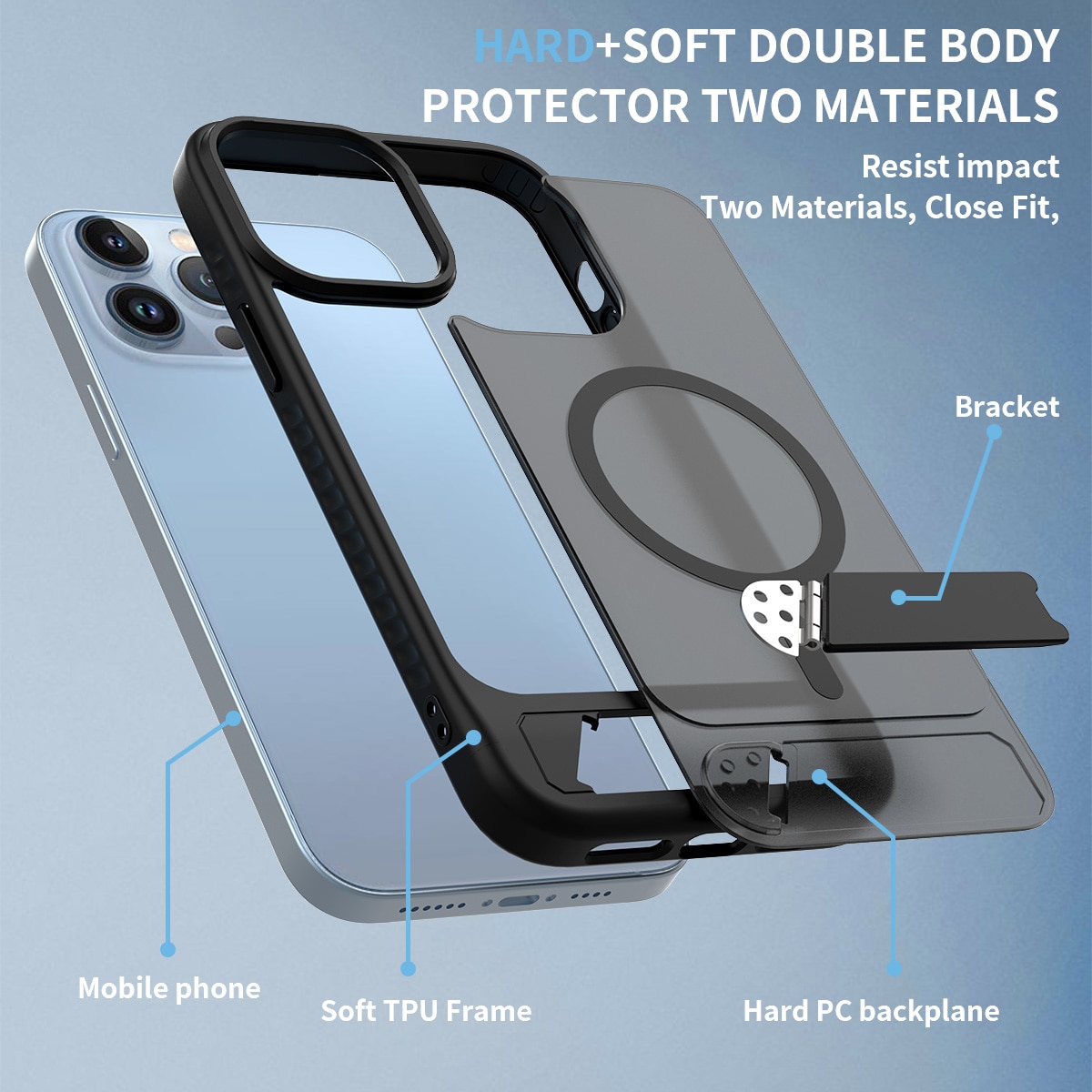 Magnetisk deksel med stativ iPhone 13 Pro Max Svart