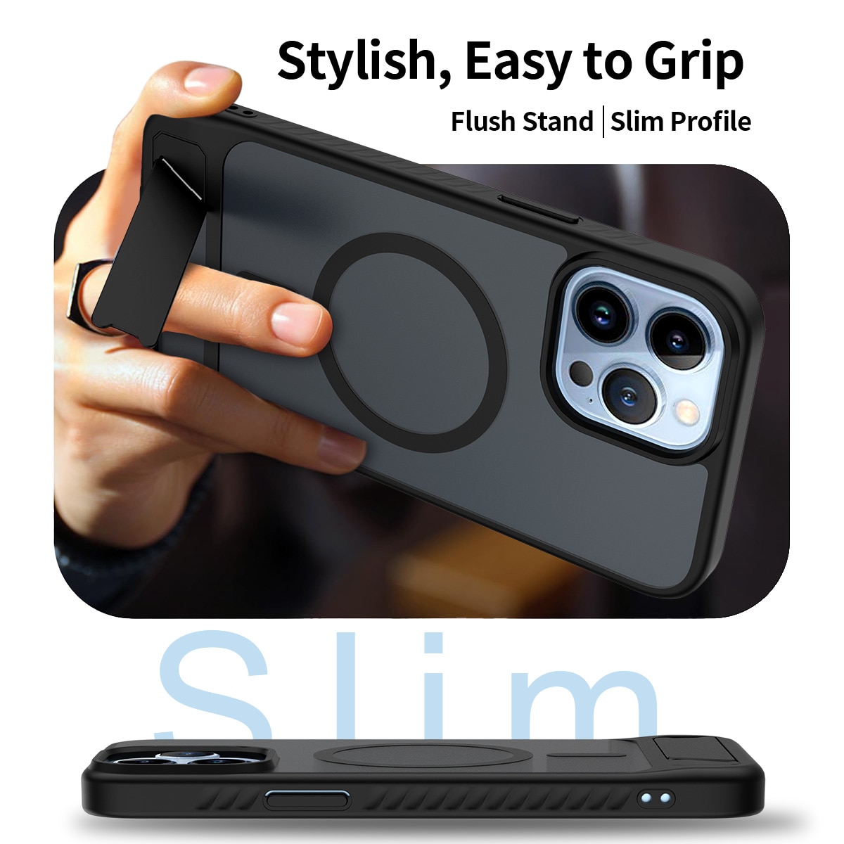 Magnetisk deksel med stativ iPhone 13 Pro Max Svart