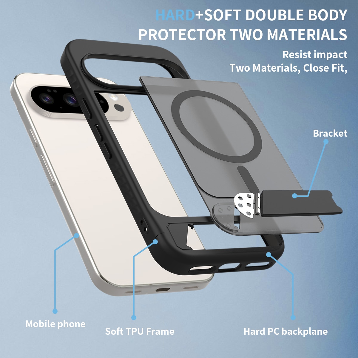 Magnetisk deksel med stativ Google Pixel 10 Svart