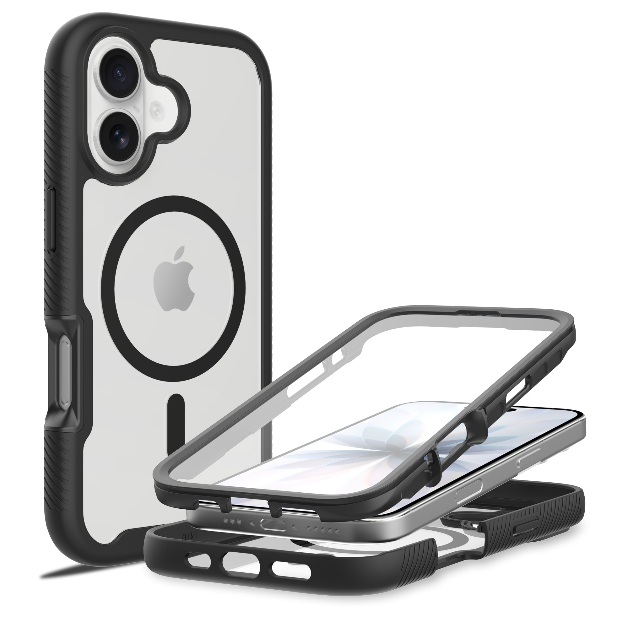 Full Protection Magnetic Case iPhone 17 Svart/gjennomsiktig