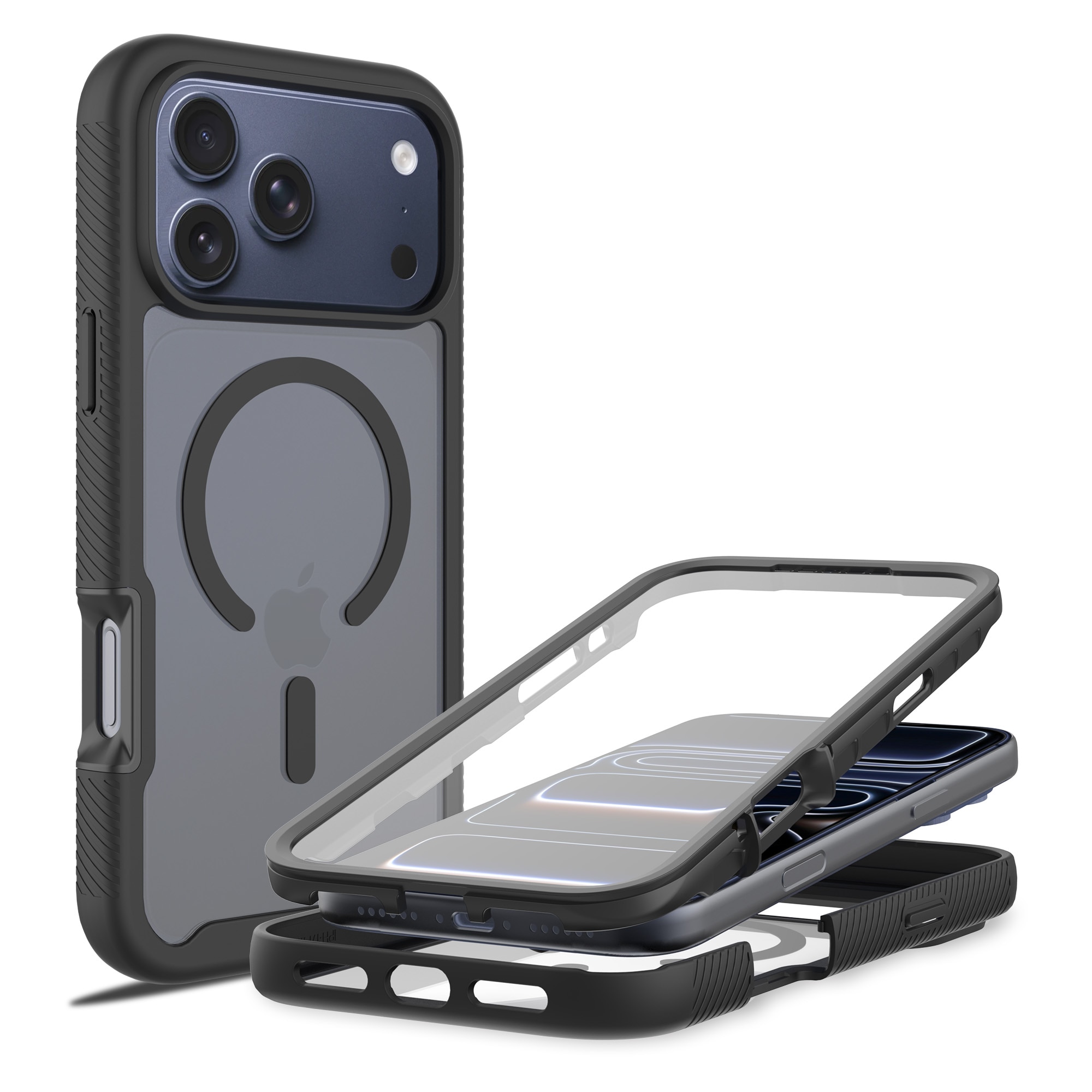 Full Protection Magnetic Case iPhone 17 Pro Svart/gjennomsiktig