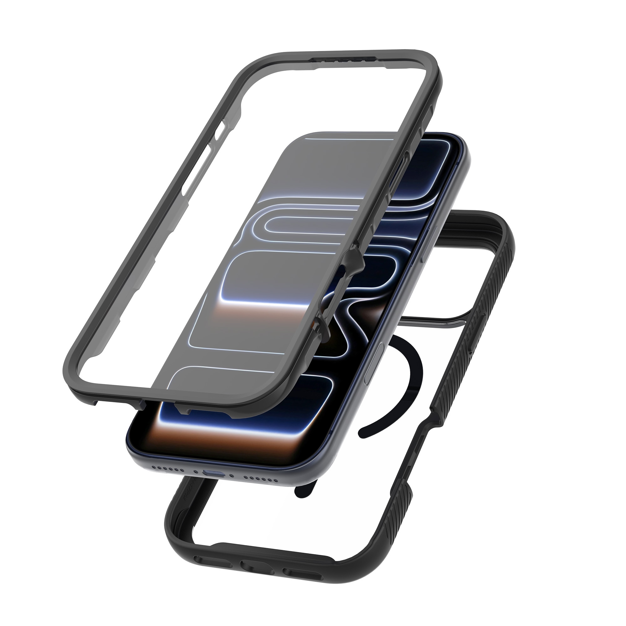 Full Protection Magnetic Case iPhone 17 Pro Svart/gjennomsiktig