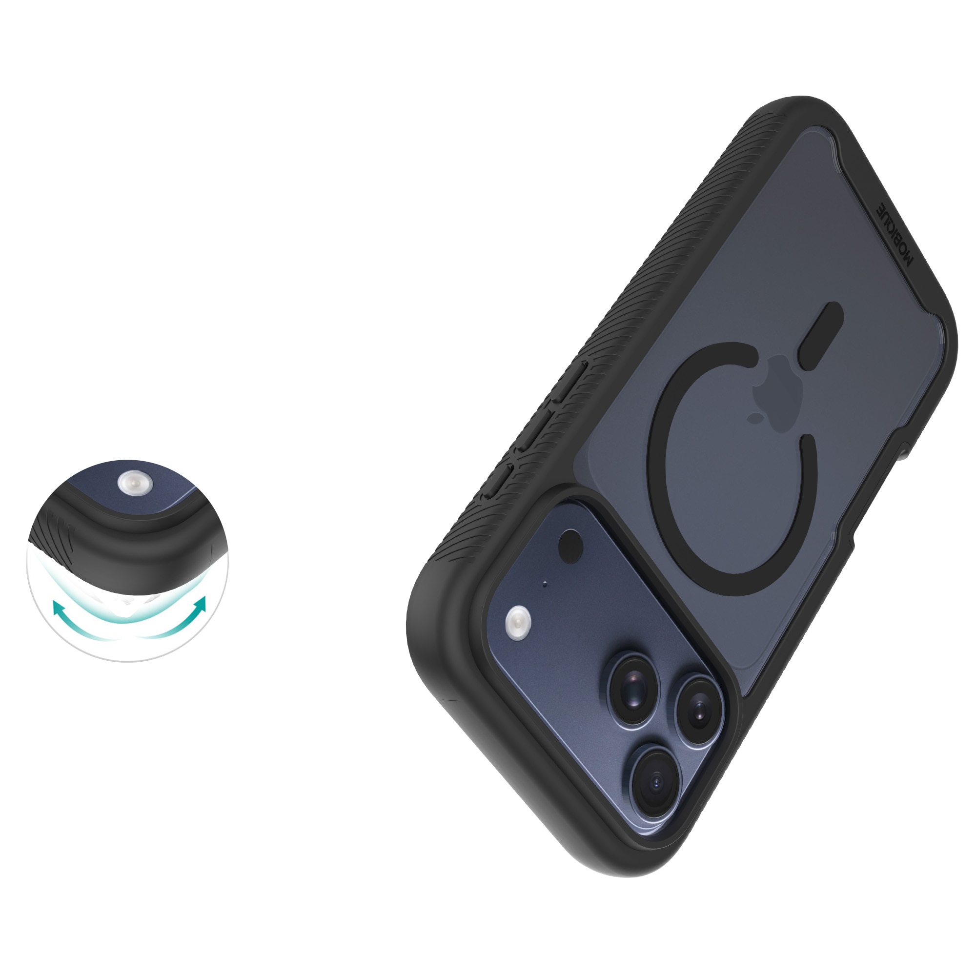 Full Protection Magnetic Case iPhone 17 Pro Svart/gjennomsiktig