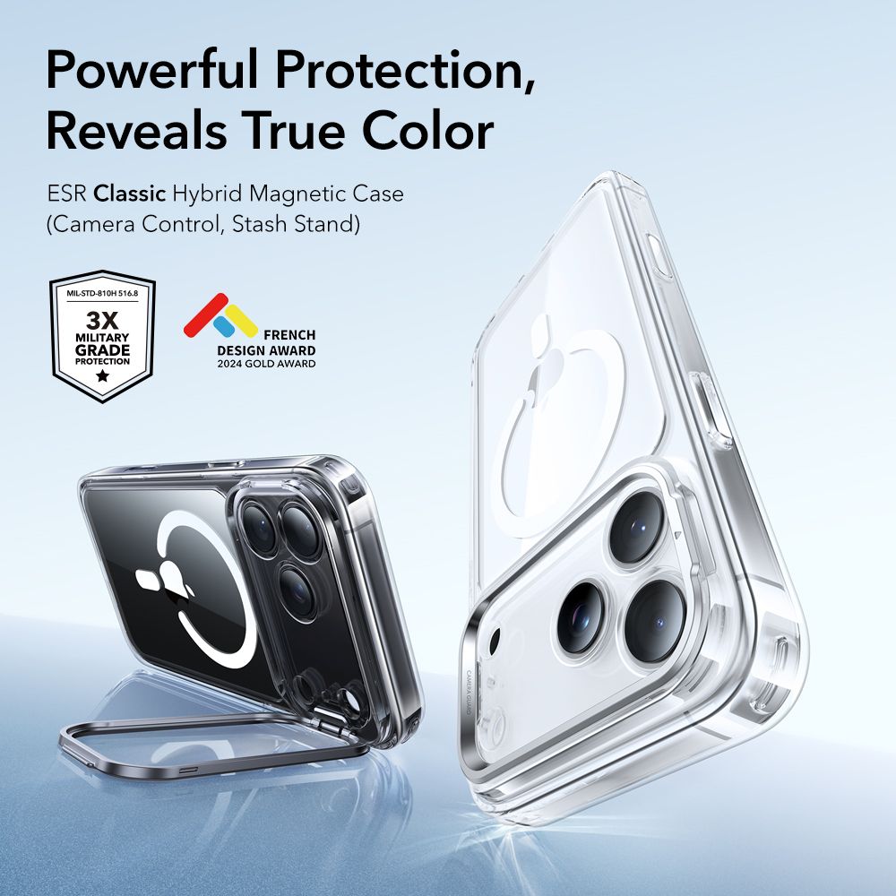 Classic Kickstand HaloLock MagSafe iPhone 17 Pro Max Gjennomsiktig