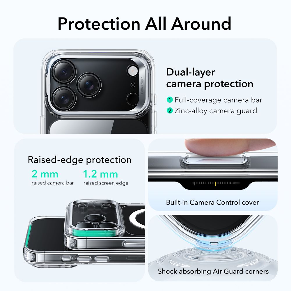 Classic Kickstand HaloLock MagSafe iPhone 17 Pro Max Gjennomsiktig