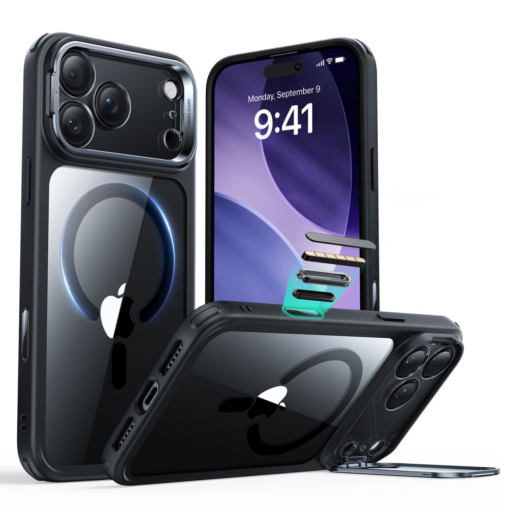 Classic Kickstand HaloLock MagSafe iPhone 17 Pro Max Svart/gjennomsiktig